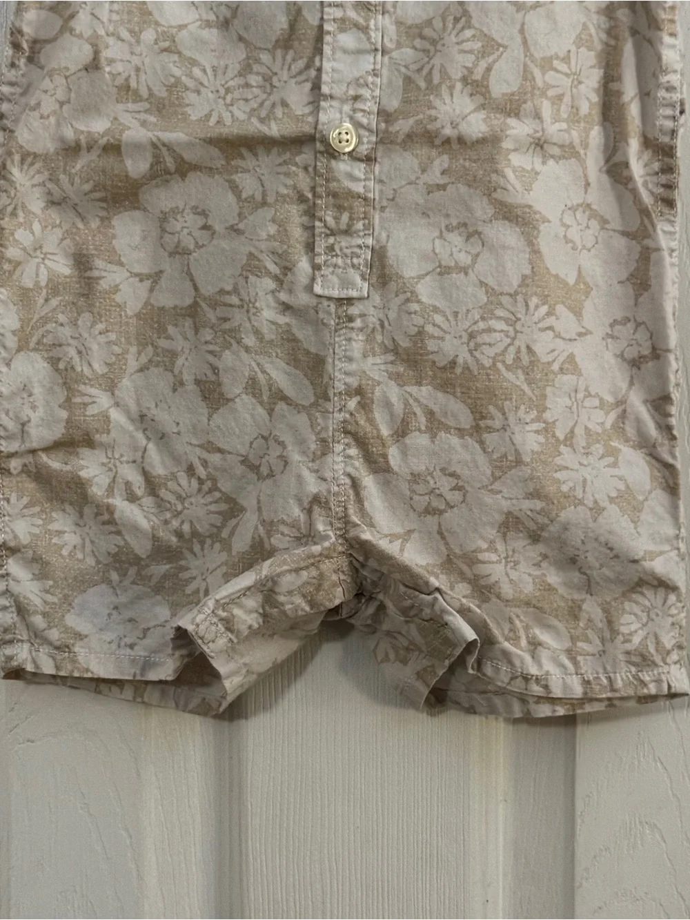 Baby Boy Gap Beige Floral Short Sleeve Romper 100% Cotton